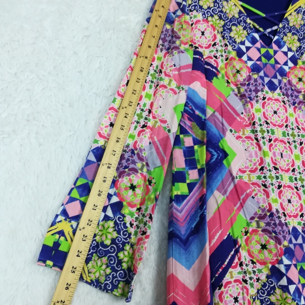 New York & Co Womens Dress Mini Mandala Print Long Sleeve Colorful Bright XL - Picture 3 of 7